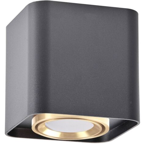 Plafoniera spot quadrata orientabile nero oro GU10 Polux