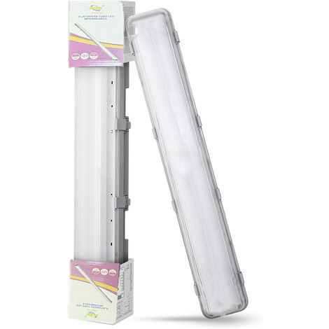 Plafoniera Stagna 2Tubi Led 120Cm 18W IP65 Copertura Opaca Impermeabile FM-20233