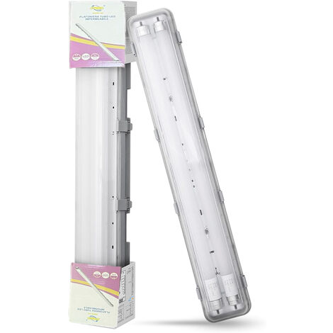 Plafoniera Stagna 2Tubi Led 120Cm 18W IP65 Copertura Trasparente Impermeabile
