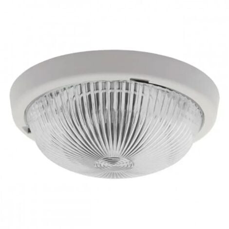 plafoniera stagna in vetro ip44 tonda da soffitto E27 bianco