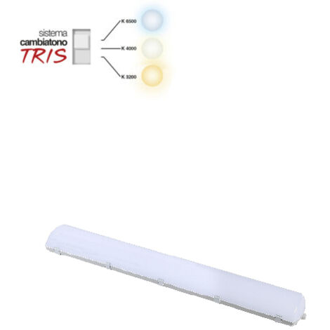 Plafoniera Stagna LED Cambiatono 55W L1280x200 IP65 BNC