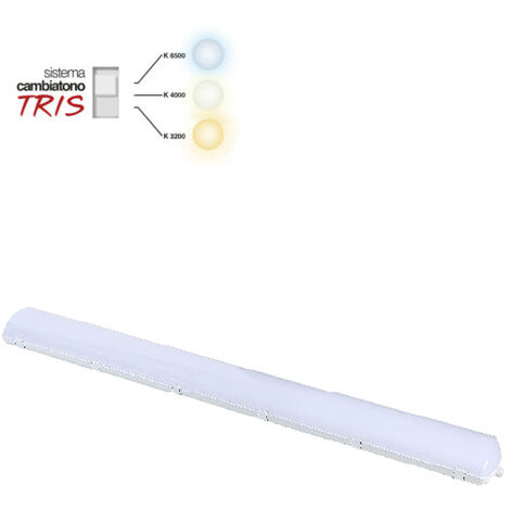 Plafoniera Stagna LED Cambiatono 70W L1580x200 IP65 BNC