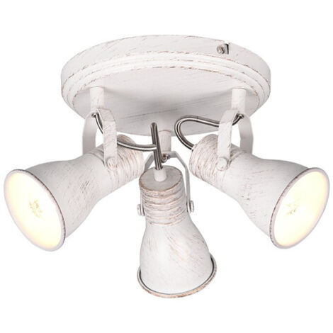 Plafoniera STEAM  barra 3 Faretti e portafarettis orientabili D.28cm  metallo bianco anticato 813430327