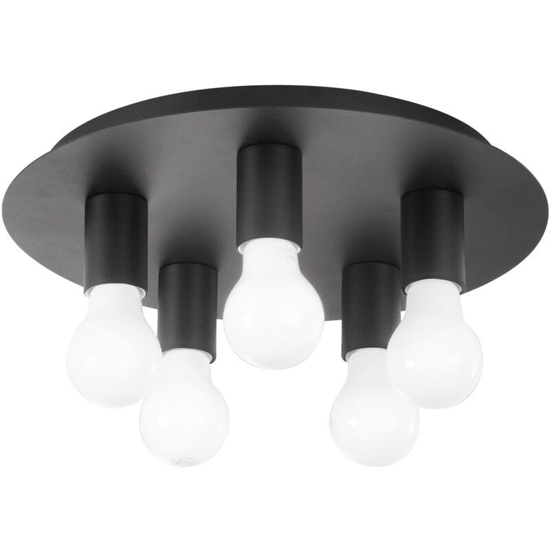 Image of Luce Ambiente E Design - Plafoniera strike a cinque luci in metallo nero - Nero