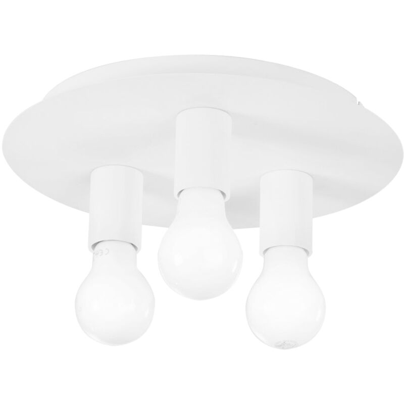 Plafoniera strike a tre luci in metallo bianco