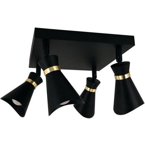 Plafoniera Struhm Loreta nera/oro 4 luci orientabili E14