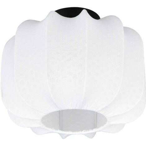 Plafoniera, tessuto e metallo, bianco e nero, D 25 cm, Madeline