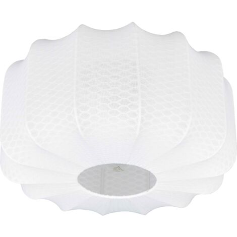 Plafoniera, tessuto e metallo, bianco e nero, D 40 cm, Madeline