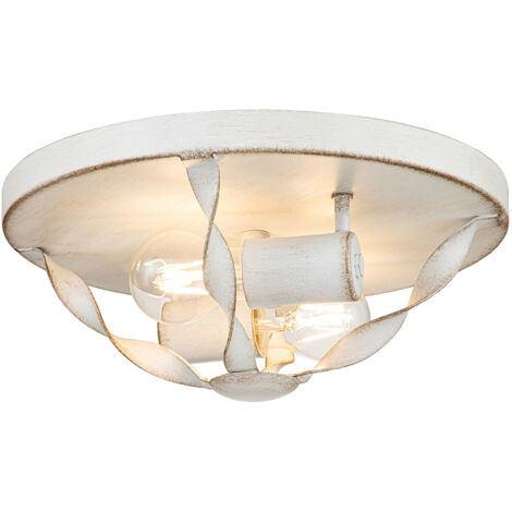 Plafoniera tonda 33 cm 2xE27 bianco antico Bradbury