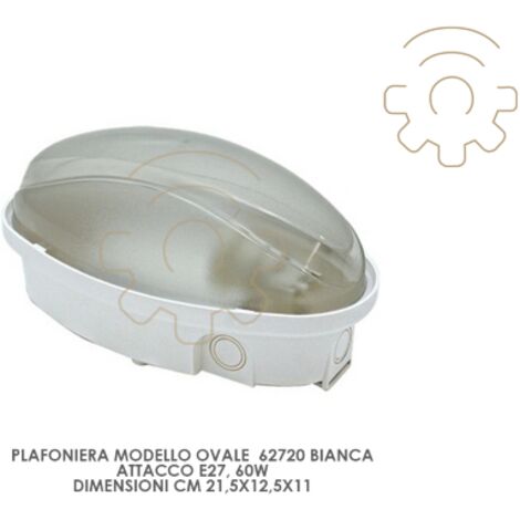 Plafoniera Tonda 62720 bianca E27 60W cm 21,5x12,5x11cm per esterno