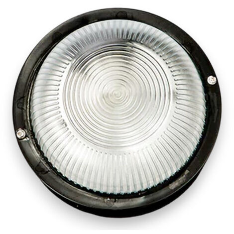 Plafoniera tonda con diametro 18.5xH10.6 cm con corpo in termoplastica e diffusore in vetro - Nero