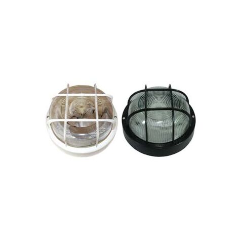 PLAFONIERA TONDA CON GABBIA- - max 40w IP44 - ø 185x105h. colore bianco - 2 pezzi SYNTESY