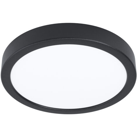 Plafoniera Tonda Esterno Argolis 2 Acciaio Nero Policarbonato Bianco Led