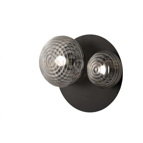 PLAFONIERA TONDO/2 NERO BASE NERO 2 VETRI FUME' 1 LUCE ATTACCO E14 1 LUCE ATTACCO E27 D.52CM