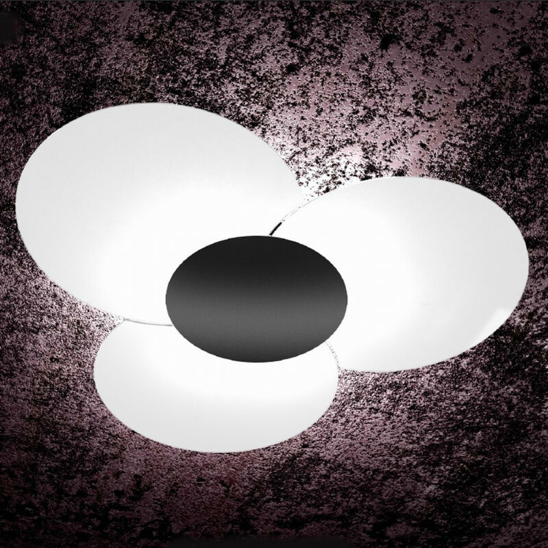 Image of Plafoniera moderna top light clover 1114 100 fa fr fo sa cr ga e27 led vetro lampada soffitto, finitura metallo grigio-antracite - Grigio-antracite
