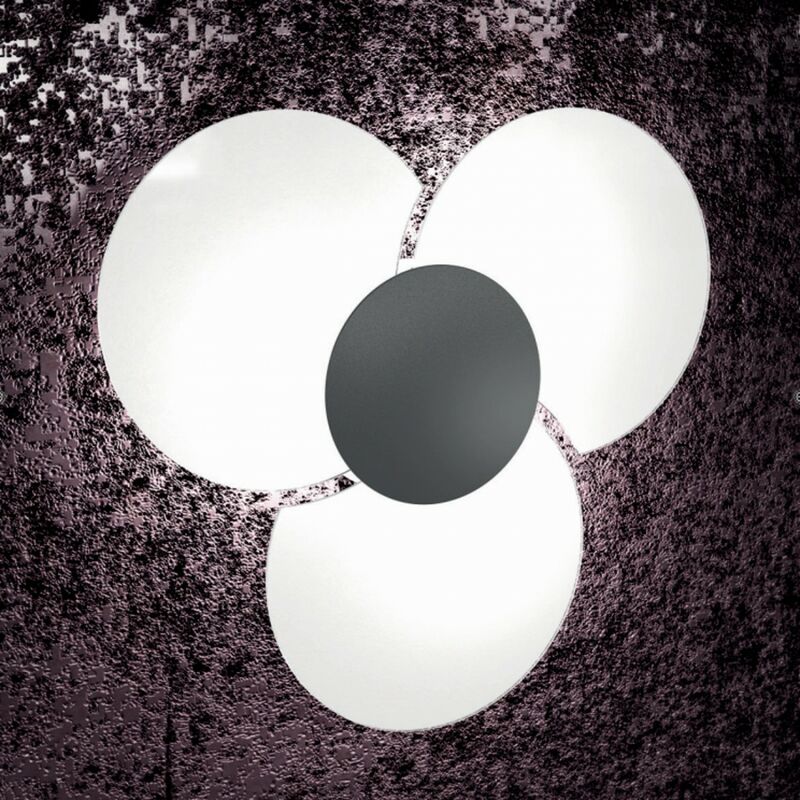 Image of Top-light - Plafoniera moderna top light clover 1114 70 fa fr fo sa cr ga e27 led vetro lampada soffitto, finitura metallo grigio-antracite