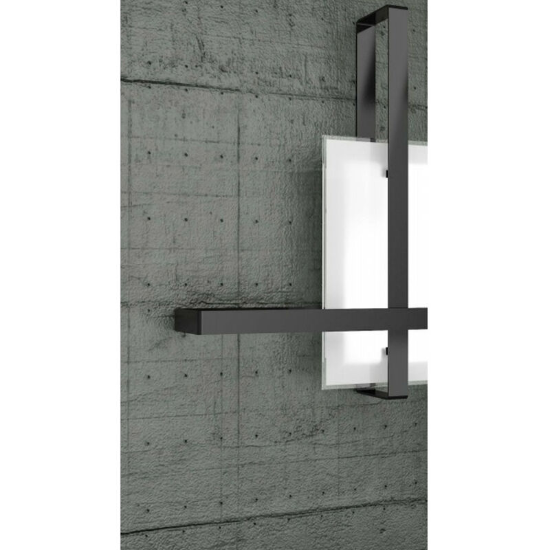 Image of Top-light - Plafoniera tp-cross 1106 50 e27 60w lampada soffitto moderno vetro metallo, finitura metallo nero - Nero