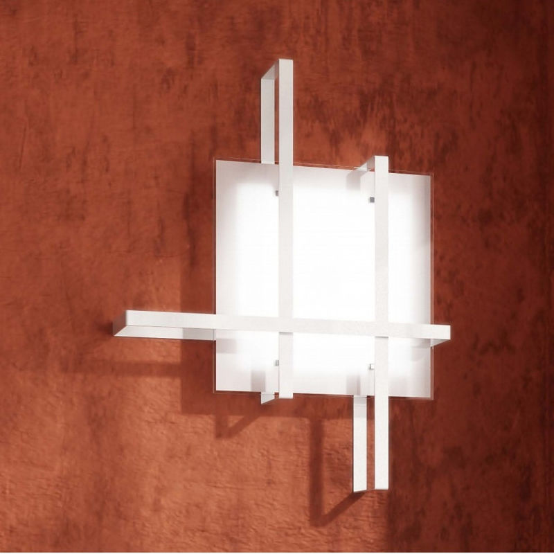 Image of Top-light - Plafoniera tp-cross 1106 70 e27 60w lampada soffitto moderno vetro metallo, finitura metallo bianco - Bianco