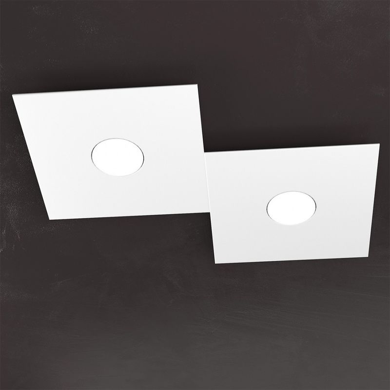 Image of Plafoniera moderna top light eccentric 1156 2l gx53 led metallo lampada parete soffitto, finitura metallo bianco