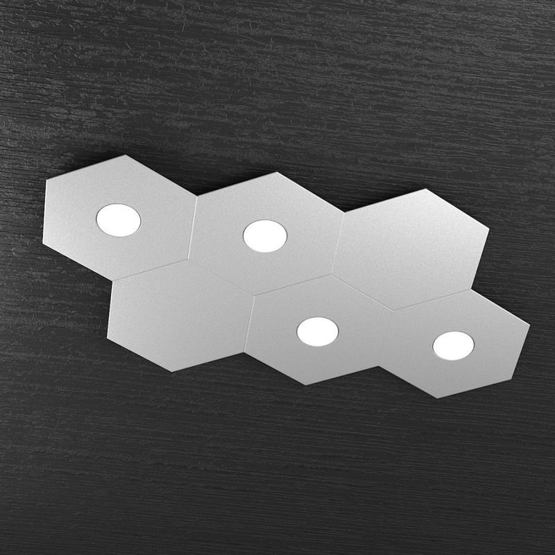Image of Top-light - Plafoniera moderna top light hexagon 1142 4l2d a1 gx53 led metallo lampada parete soffitto, finitura metallo grigio - Grigio
