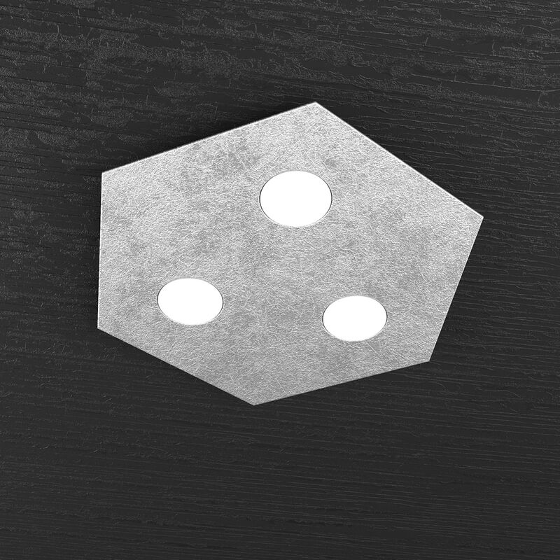 Image of Top-light - Plafoniera Moderna Esagonale Hexagon Metallo Foglia Argento 3 Luci Led 12X3W - Argento