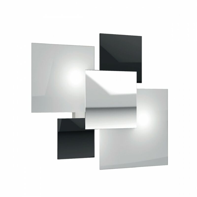 Image of Plafoniera moderna top light shadow 1088 pl70 e27 led vetro lampada soffitto parete, colore bianco e nero