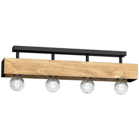 Plafoniera trave legno 76 cm 4 sfere E27 Miluza Luminex