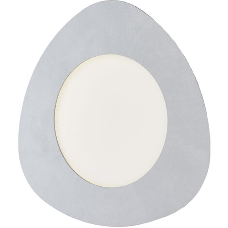 Plafoniera triangolare in metallo laccato con decorazione argento antico e led integrato