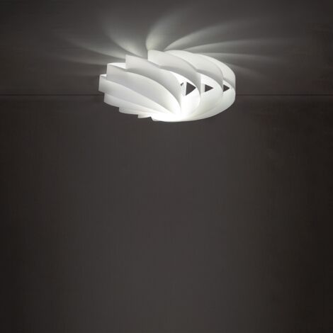 Plafoniera una luce FLAT in Polilux Bianca diametro 50x h22cm