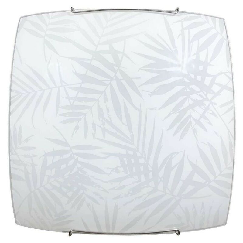 Image of Iperbriko - Plafoniera in vetro lastra bianco con foglie ganci cromo 30x10xh.30 cm