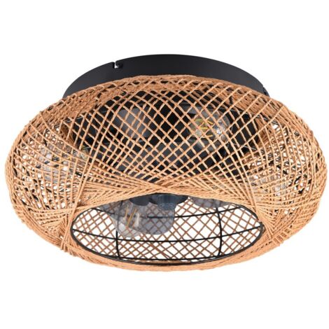 Plafoniera ventilatore boho marrone/nero RL Lillesand 50cm