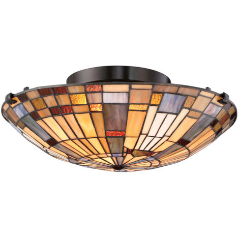 Plafoniera vetrata multicolor Inglenook Quoizel 2xE27