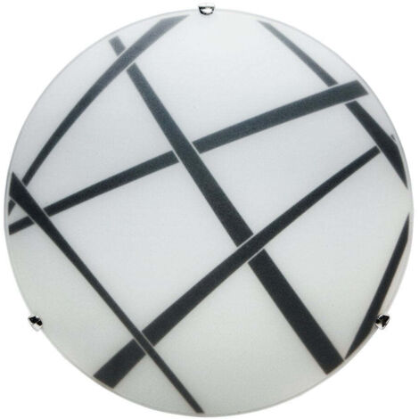 Plafoniera vetro bianco nero Diametro cm 40