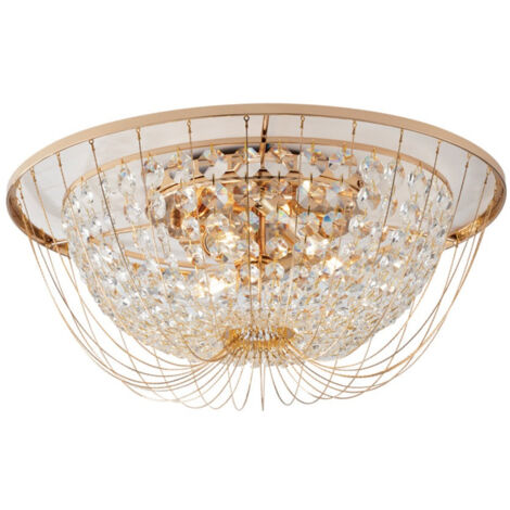 "Plafoniera VIENNA in metallo dorato con cristalli 45 cm."