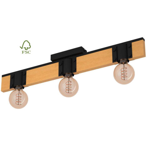Plafoniera Vintage Bailrigg Acciaio Nero 3 Luci E27