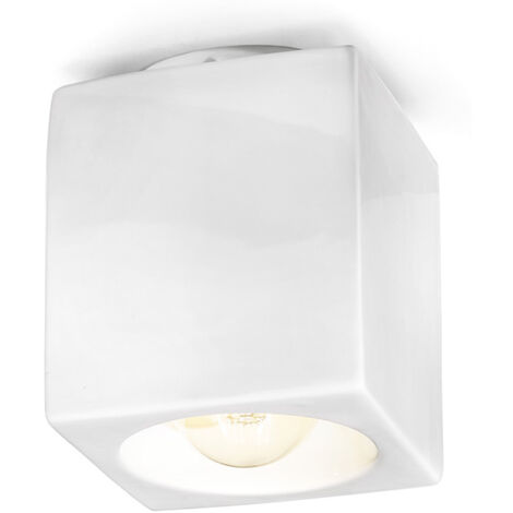 Plafoniera Vintage Ceramica Smaltata Bianco 1 Luce E27