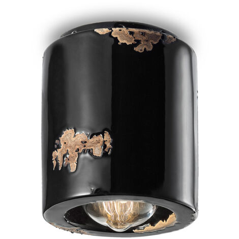 Plafoniera Vintage Cilindrica Ceramica Nera 1 Luce E27