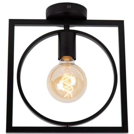 Plafoniera vintage in metallo nera Lucide SUUS E27 40W