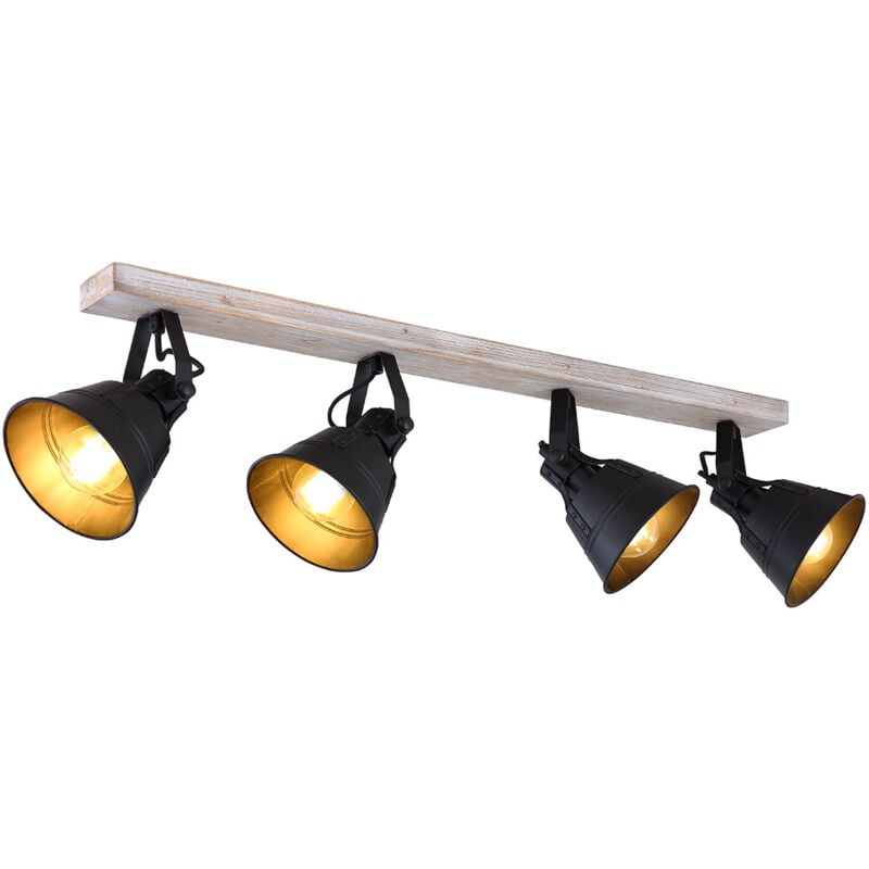 Globo - faretto - Gunther - naturale nero - legno metallo -