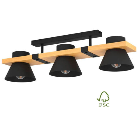 Plafoniera Vintage Maccles Acciaio Nero 3 Luci E27