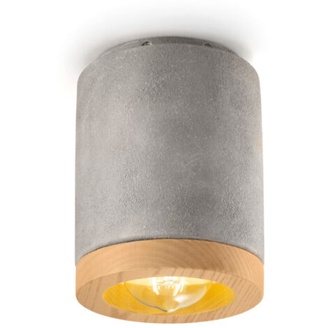 Plafoniera Vintage Mateca Ferro E Ceramica Cemento 1 Luce E27