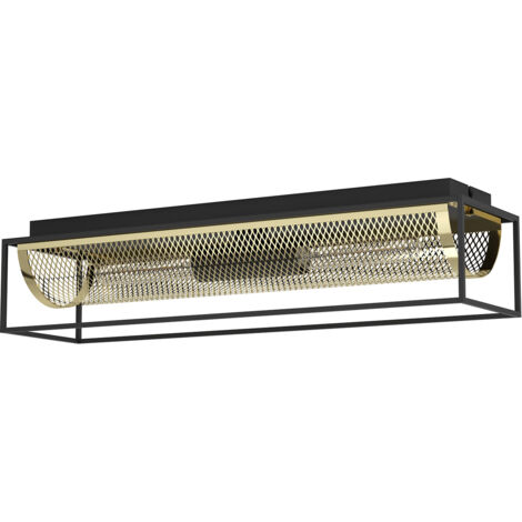 Plafoniera Vintage Nohales Acciaio Nero 2 Luci E27
