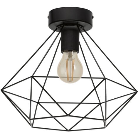 Plafoniera Vintage Tarbes Acciaio Nero 1 Luce E27