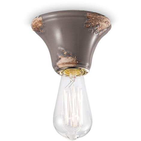 Plafoniera Vintage Tonda Media Ceramica Tortora 1 Luce E14