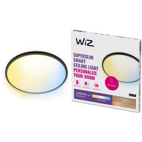 Plafoniera Wiz Superslim Philips Ø43cm Nero Dimmerabile WiFi+Bluetooth