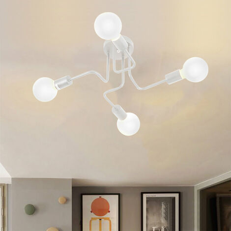 Plafoniere Soffitto, Spider Lampadario a Soffitto, Plafoniere Illuminazione Supporto E27 per Cucina Isaland Camera da Letto - 4 Luci Bianco
