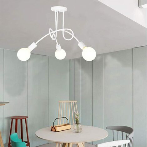 AXHUP Plafoniere Spider, 3 Luci Lampadario a Soffitto in Industriale Stile, Illuminazione Creativo Supporto E27 per Cucina Camera da Letto (Bianco)