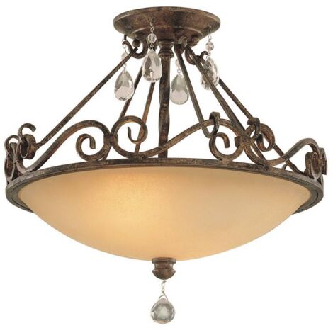 Plafonnage Château E27 40W Steel, verre Bronze Mokka B: 39,2 cm Ø39.2 cm Dimmable