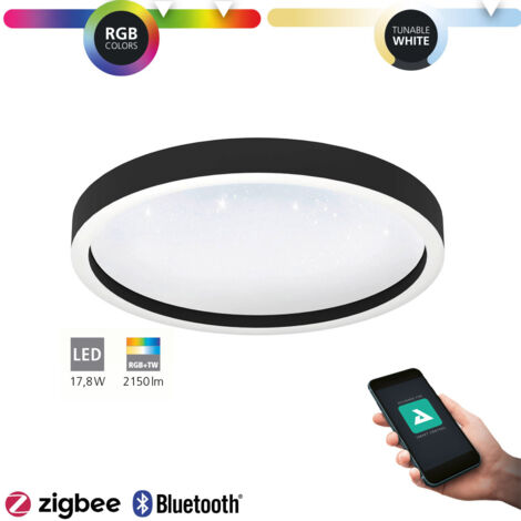 Plafonnage Montemorelos-Z Plastique M.Crystall Effet blanc LED 17.8W 2700-6500K H: 5cm Ø42 cm Dimmable