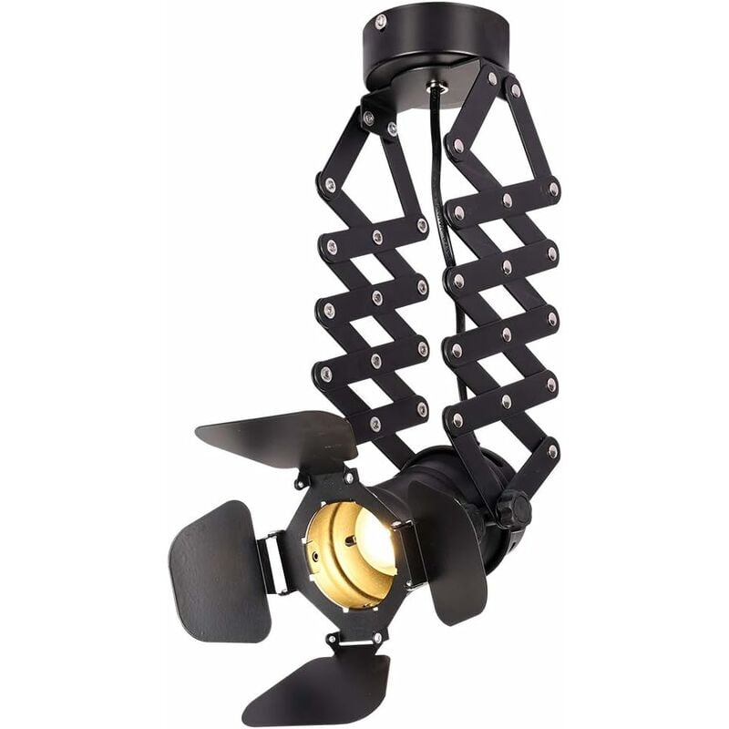 Plafonnier 1 spot led, Plafonnier Industriel E27 spots de plafond orientables, Lampe Suspension Rétro Noir en Métal pour cuisine salon chambre (avec